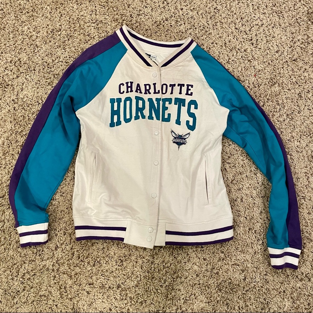 Charlotte Hornets 5th & Ocean by New Era Women's Raglan Full-Snap Varsity Jacket